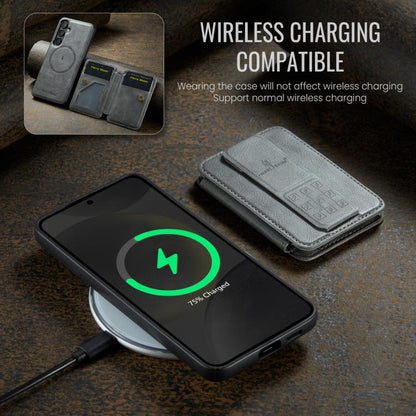 For Samsung Galaxy S25 5G Fierre Shann FS028 MagSafe RFID Card Holder Back Phone Case(Grey) - Galaxy S25 5G Cases by FIERRE SHANN | Online Shopping UK | buy2fix