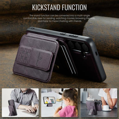 For Samsung Galaxy S25 5G Fierre Shann FS028 MagSafe RFID Card Holder Back Phone Case(Purple) - Galaxy S25 5G Cases by FIERRE SHANN | Online Shopping UK | buy2fix