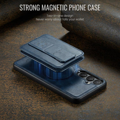 For Samsung Galaxy S25+ 5G Fierre Shann FS028 MagSafe RFID Card Holder Back Phone Case(Blue) - Galaxy S25+ 5G Cases by FIERRE SHANN | Online Shopping UK | buy2fix