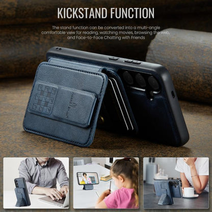 For Samsung Galaxy S25+ 5G Fierre Shann FS028 MagSafe RFID Card Holder Back Phone Case(Blue) - Galaxy S25+ 5G Cases by FIERRE SHANN | Online Shopping UK | buy2fix