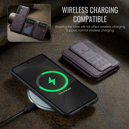 For Samsung Galaxy S25+ 5G Fierre Shann FS028 MagSafe RFID Card Holder Back Phone Case(Purple) - Galaxy S25+ 5G Cases by FIERRE SHANN | Online Shopping UK | buy2fix