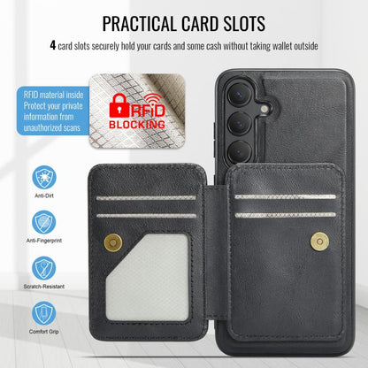 For Samsung Galaxy S24 FE 5G Fierre Shann FS028 MagSafe RFID Card Holder Back Phone Case(Black) - Galaxy S24 FE 5G Cases by FIERRE SHANN | Online Shopping UK | buy2fix