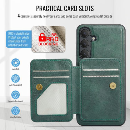 For Samsung Galaxy S24 FE 5G Fierre Shann FS028 MagSafe RFID Card Holder Back Phone Case(Green) - Galaxy S24 FE 5G Cases by FIERRE SHANN | Online Shopping UK | buy2fix