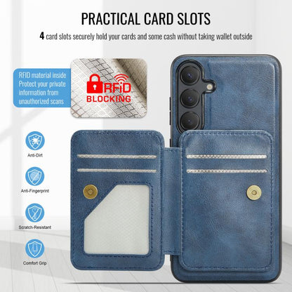 For Samsung Galaxy S24 FE 5G Fierre Shann FS028 MagSafe RFID Card Holder Back Phone Case(Blue) - Galaxy S24 FE 5G Cases by FIERRE SHANN | Online Shopping UK | buy2fix