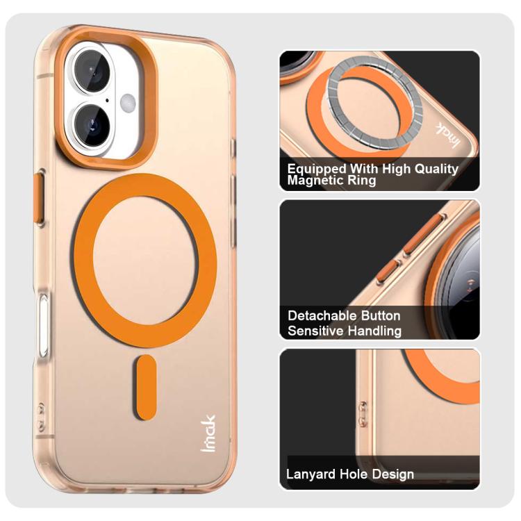 For iPhone 16 Plus IMAK Candy Series Shockproof MagSafe Phone Case(Orange) - iPhone 16 Plus Cases by imak | Online Shopping UK | buy2fix