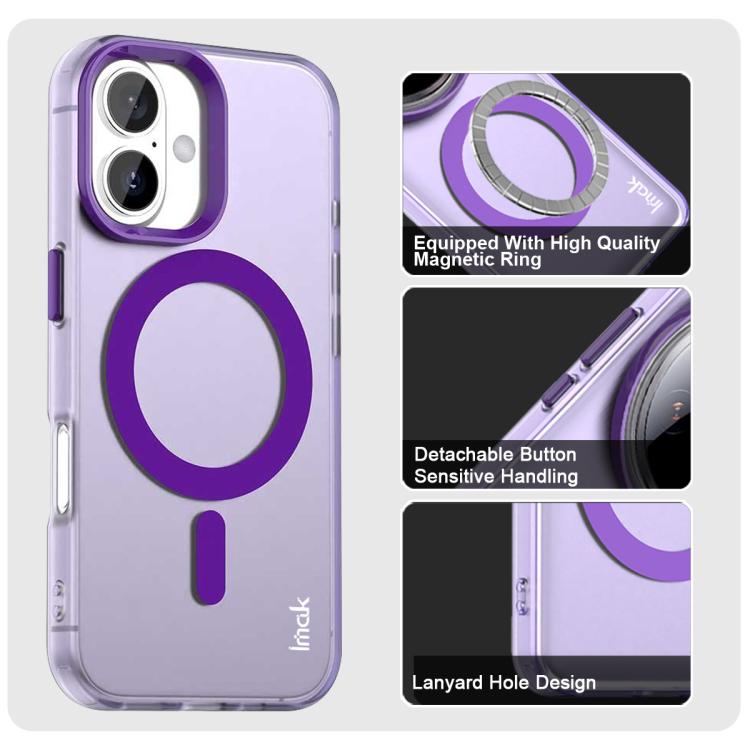 For iPhone 16 Plus IMAK Candy Series Shockproof MagSafe Phone Case(Purple) - iPhone 16 Plus Cases by imak | Online Shopping UK | buy2fix