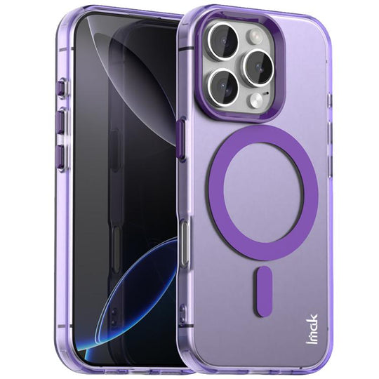 For iPhone 16 Pro Max IMAK Candy Series Shockproof MagSafe Phone Case(Purple)