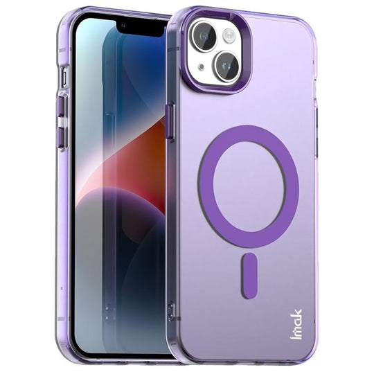 For iPhone 15 Plus IMAK Candy Series Shockproof MagSafe Phone Case(Purple)