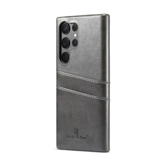 For Samsung Galaxy S25 Ultra 5G Fierre Shann Retro Oil Wax Texture Card Slots PU Leather Phone Case(Black)