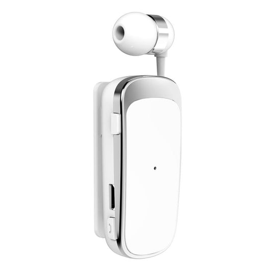K52 Business Lavalier Retractable Cable Bluetooth Earphone(White) - Bluetooth Earphone by buy2fix | Online Shopping UK | buy2fix