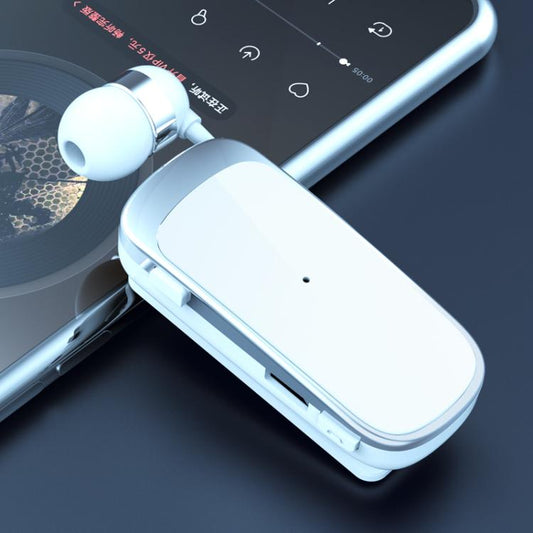 K52 Business Lavalier Retractable Cable Bluetooth Earphone(White) - Bluetooth Earphone by buy2fix | Online Shopping UK | buy2fix