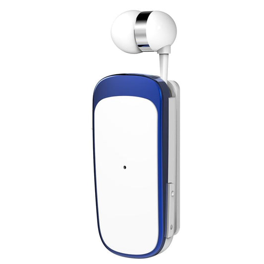 K52 Business Lavalier Retractable Cable Bluetooth Earphone(White Blue) - Bluetooth Earphone by buy2fix | Online Shopping UK | buy2fix