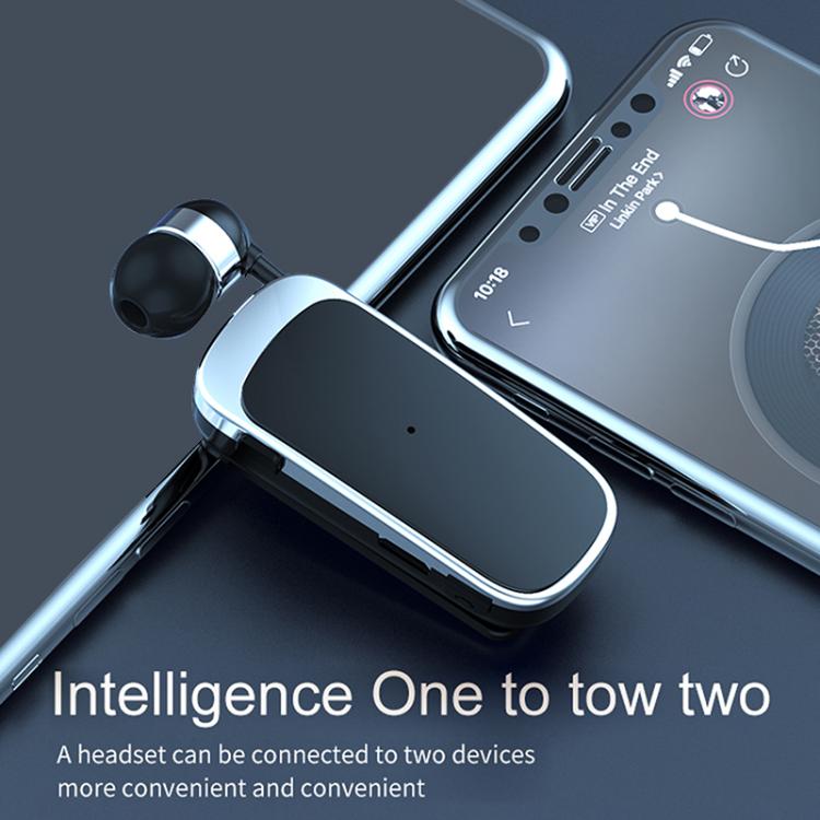 K52 Business Lavalier Retractable Cable Bluetooth Earphone(Black) - Bluetooth Earphone by buy2fix | Online Shopping UK | buy2fix
