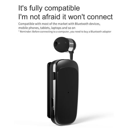 K52 Business Lavalier Retractable Cable Bluetooth Earphone(Black Silver) - Bluetooth Earphone by buy2fix | Online Shopping UK | buy2fix
