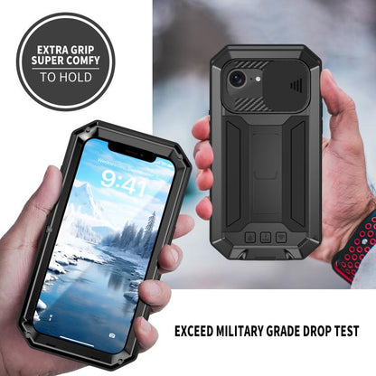 For iPhone 16e Sliding Camera IP68 Waterproof Holder Phone Case(Black) - iPhone 16e Cases by buy2fix | Online Shopping UK | buy2fix