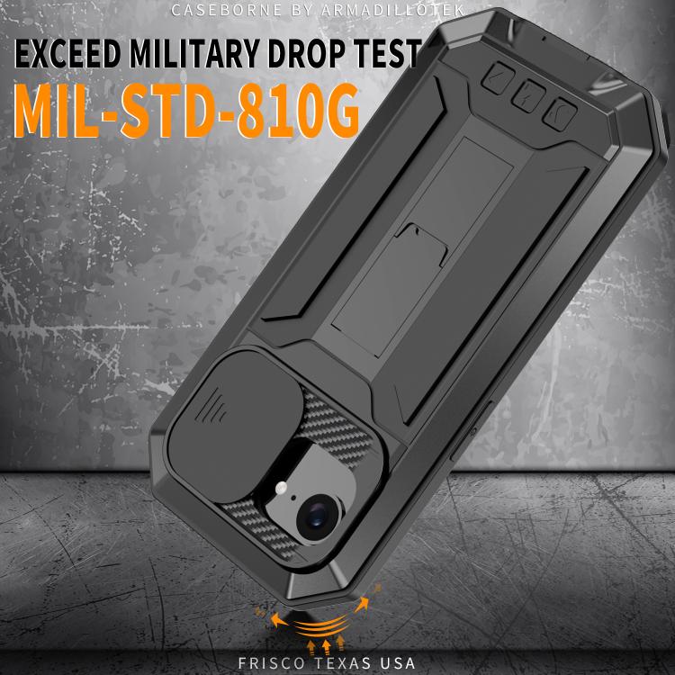 For iPhone 16e Sliding Camera IP68 Waterproof Holder Phone Case(Black) - iPhone 16e Cases by buy2fix | Online Shopping UK | buy2fix