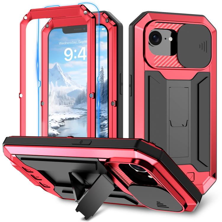 For iPhone 16e Sliding Camera IP68 Waterproof Holder Phone Case(Red) - iPhone 16e Cases by buy2fix | Online Shopping UK | buy2fix