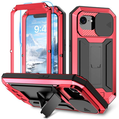 For iPhone 16e Sliding Camera IP68 Waterproof Holder Phone Case(Red) - iPhone 16e Cases by buy2fix | Online Shopping UK | buy2fix