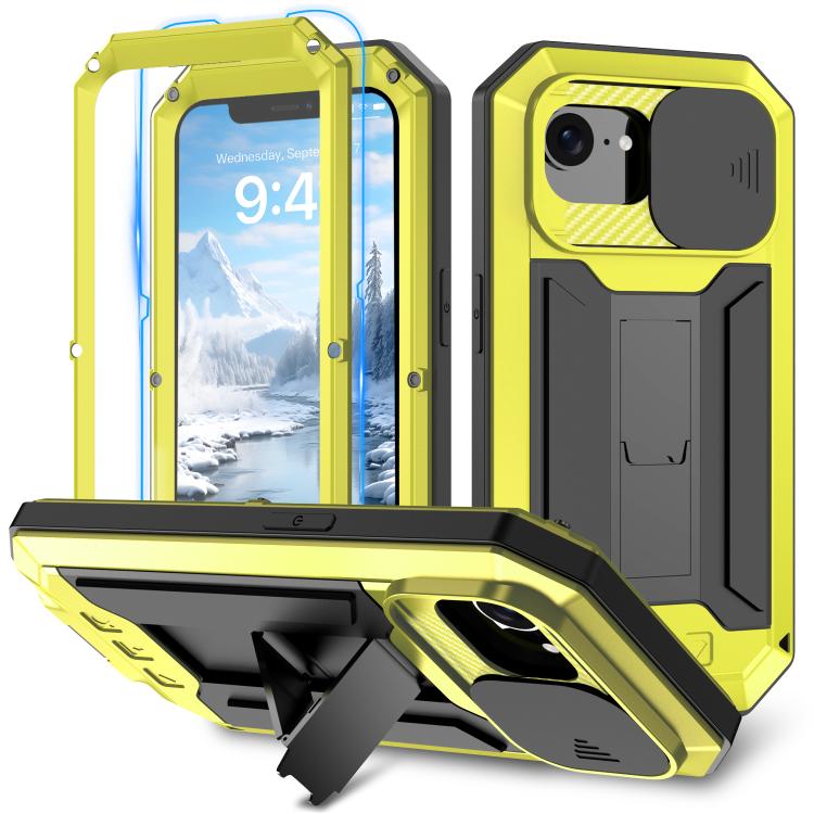 For iPhone 16e Sliding Camera IP68 Waterproof Holder Phone Case(Yellow) - iPhone 16e Cases by buy2fix | Online Shopping UK | buy2fix