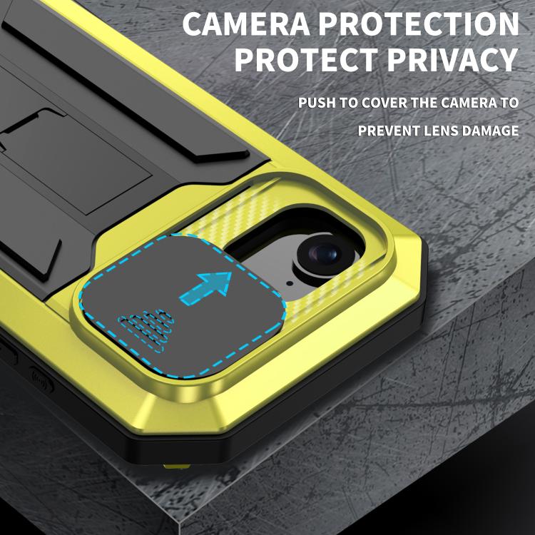 For iPhone 16e Sliding Camera IP68 Waterproof Holder Phone Case(Yellow) - iPhone 16e Cases by buy2fix | Online Shopping UK | buy2fix