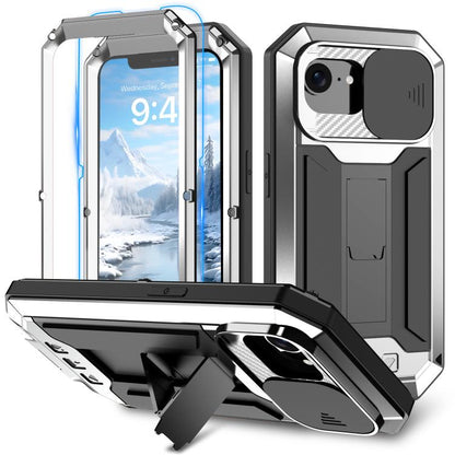For iPhone 16e Sliding Camera IP68 Waterproof Holder Phone Case(Silver) - iPhone 16e Cases by buy2fix | Online Shopping UK | buy2fix