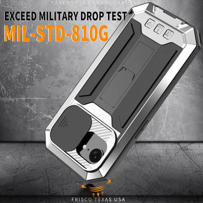 For iPhone 16e Sliding Camera IP68 Waterproof Holder Phone Case(Silver) - iPhone 16e Cases by buy2fix | Online Shopping UK | buy2fix