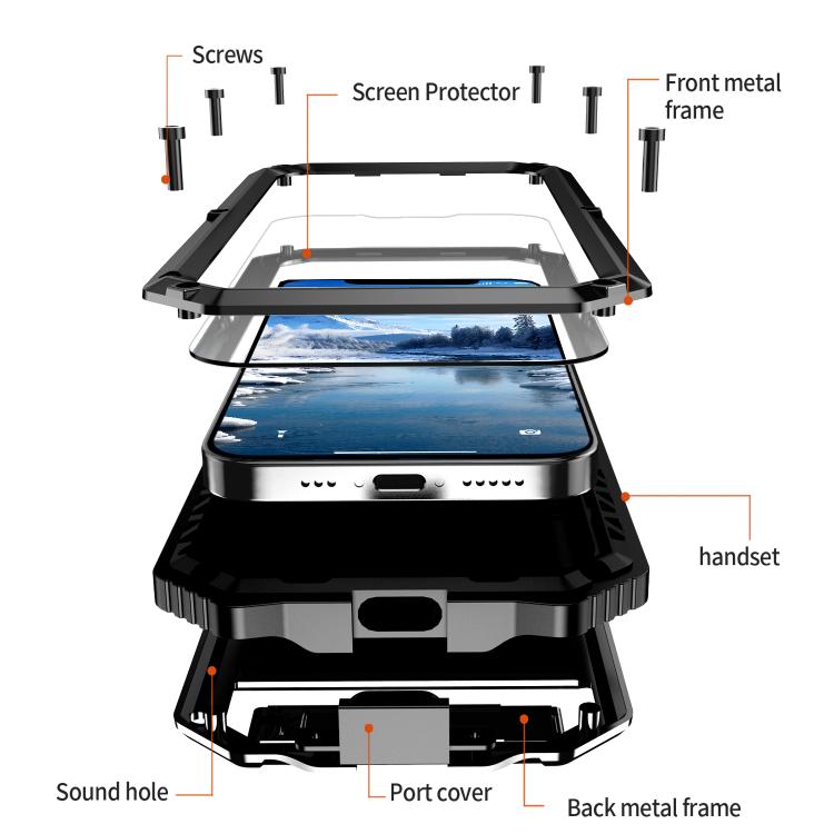 For iPhone 16e IP68 Waterproof Dustproof Shockproof Holder Phone Case(Black) - iPhone 16e Cases by buy2fix | Online Shopping UK | buy2fix