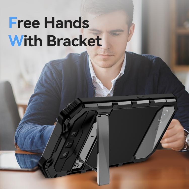 For iPhone 16e IP68 Waterproof Dustproof Shockproof Holder Phone Case(Black) - iPhone 16e Cases by buy2fix | Online Shopping UK | buy2fix