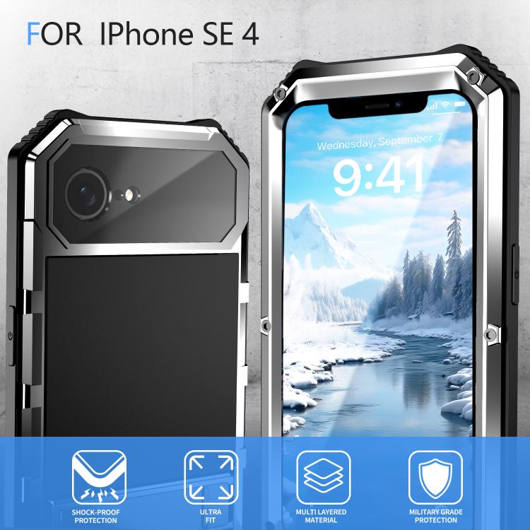 For iPhone 16e IP68 Waterproof Dustproof Shockproof Holder Phone Case(Silver) - iPhone 16e Cases by buy2fix | Online Shopping UK | buy2fix