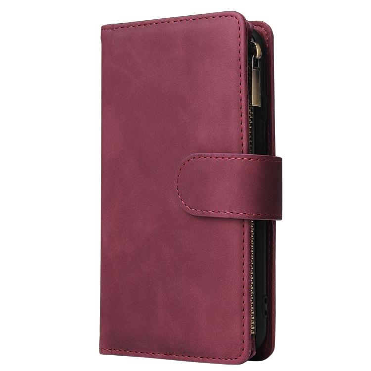 For iPhone 16e Multifunctional Multi-Card Wallet Phone Leather Case(Wine Red) - iPhone 16e Cases by buy2fix | Online Shopping UK | buy2fix