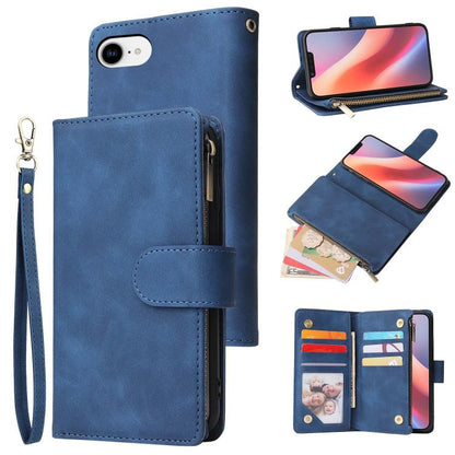 For iPhone 16e Multifunctional Multi-Card Wallet Phone Leather Case(Dark Blue) - iPhone 16e Cases by buy2fix | Online Shopping UK | buy2fix