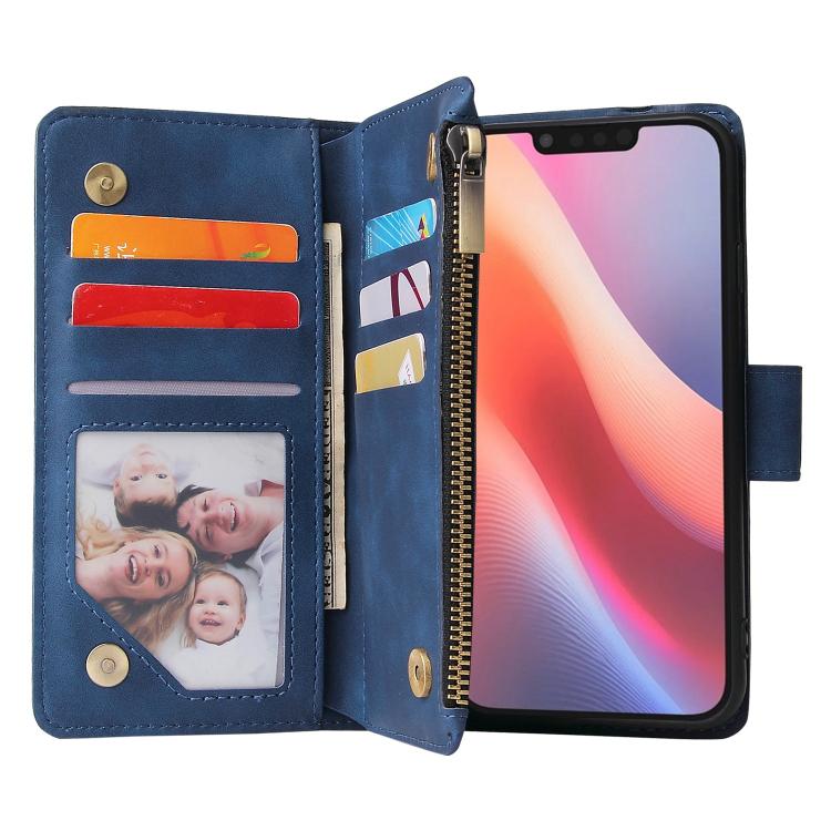 For iPhone 16e Multifunctional Multi-Card Wallet Phone Leather Case(Dark Blue) - iPhone 16e Cases by buy2fix | Online Shopping UK | buy2fix