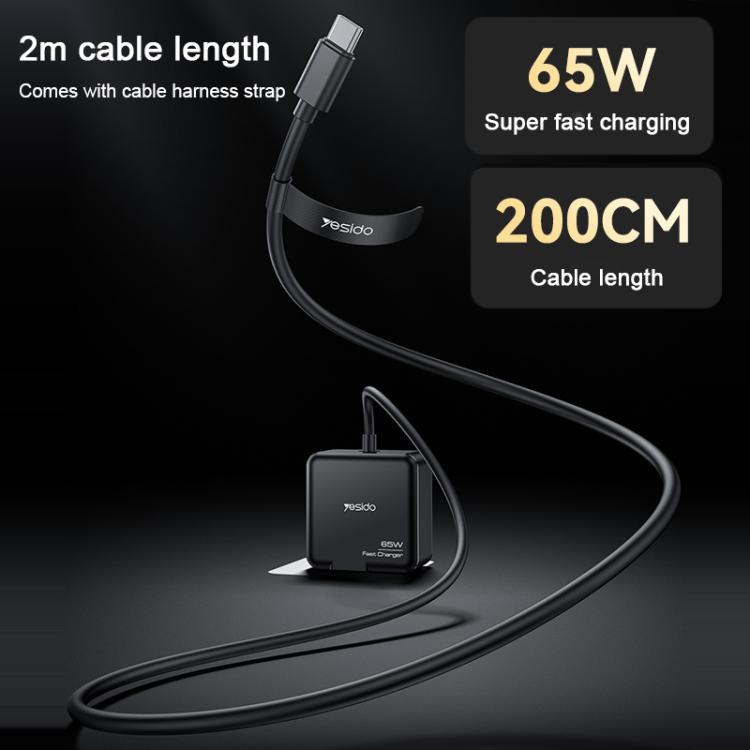 Yesido YC75 PD65W 2m USB-C / Type-C Cable Laptop Charger, EU Plug(Black) - Cable & Adapter by Yesido | Online Shopping UK | buy2fix