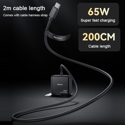 Yesido YC75 PD65W 2m USB-C / Type-C Cable Laptop Charger, EU Plug(Black) - Cable & Adapter by Yesido | Online Shopping UK | buy2fix