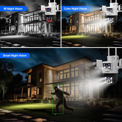 SriHome SH066 8MP HD Quad Lens Security Camera, Support Full Color Night Vision / Two-way Audio(US Plug) - Wireless Camera by SriHome | Online Shopping UK | buy2fix