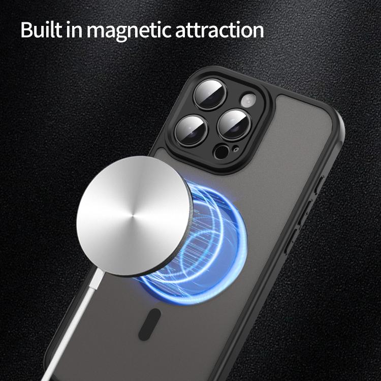For iPhone 16e Fan Dun Series TPU Hybrid PC Frosted Magsafe Phone Case(Black) - iPhone 16e Cases by buy2fix | Online Shopping UK | buy2fix