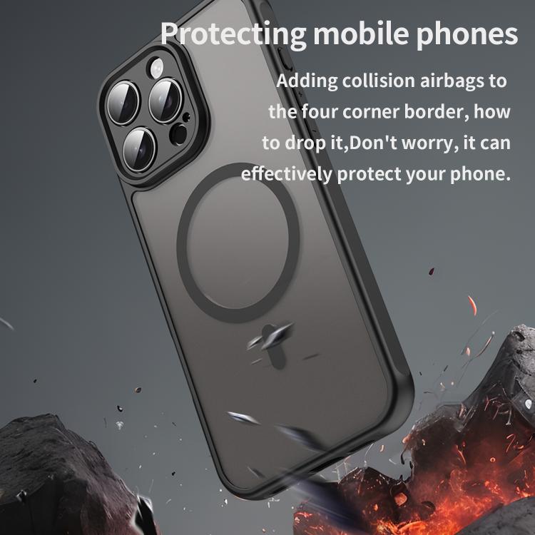 For iPhone 16e Fan Dun Series TPU Hybrid PC Frosted Magsafe Phone Case(Black) - iPhone 16e Cases by buy2fix | Online Shopping UK | buy2fix