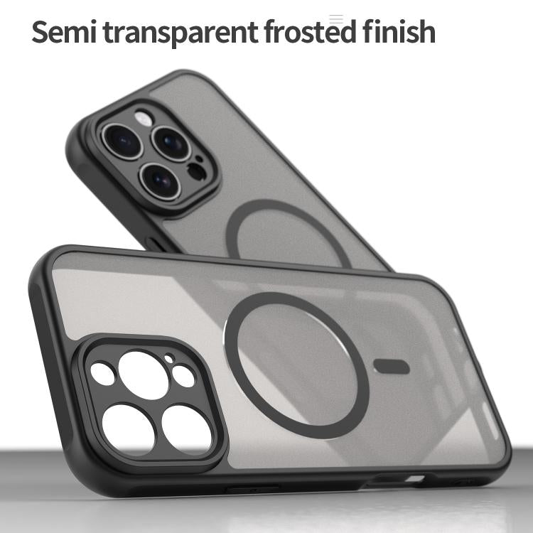 For iPhone 16e Fan Dun Series TPU Hybrid PC Frosted Magsafe Phone Case(Black) - iPhone 16e Cases by buy2fix | Online Shopping UK | buy2fix