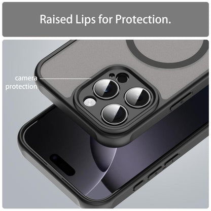 For iPhone 16e Fan Dun Series TPU Hybrid PC Frosted Magsafe Phone Case(Black) - iPhone 16e Cases by buy2fix | Online Shopping UK | buy2fix