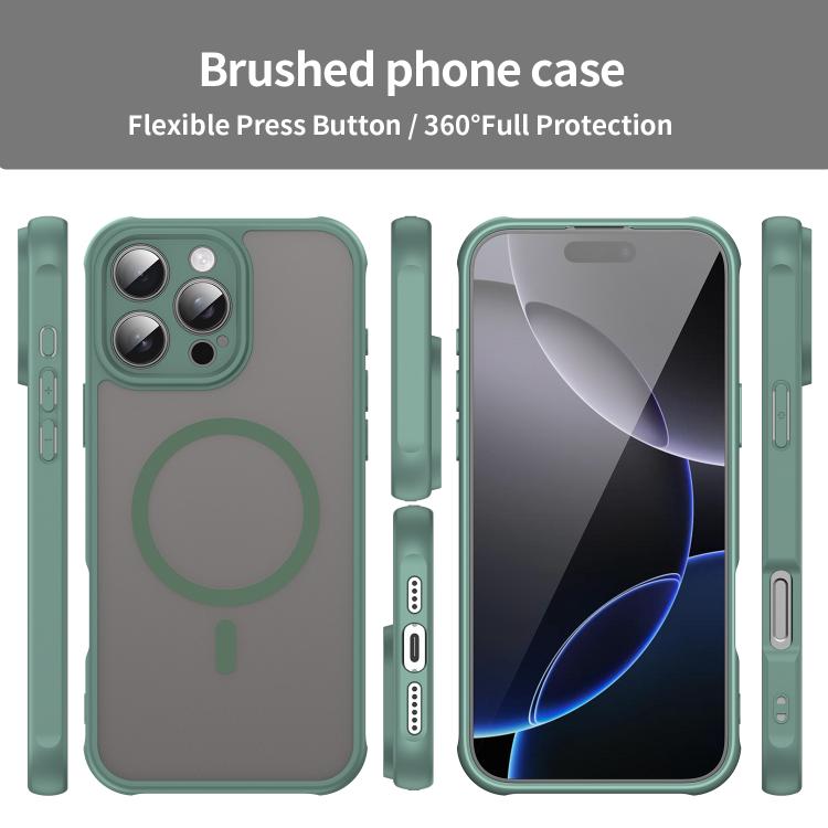 For iPhone 16e Fan Dun Series TPU Hybrid PC Frosted Magsafe Phone Case(Green) - iPhone 16e Cases by buy2fix | Online Shopping UK | buy2fix