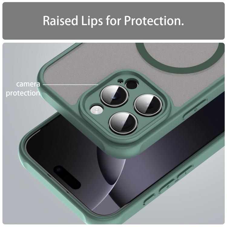 For iPhone 16e Fan Dun Series TPU Hybrid PC Frosted Magsafe Phone Case(Green) - iPhone 16e Cases by buy2fix | Online Shopping UK | buy2fix