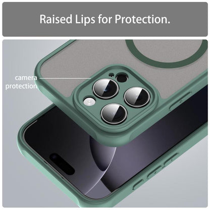 For iPhone 16e Fan Dun Series TPU Hybrid PC Frosted Magsafe Phone Case(Green) - iPhone 16e Cases by buy2fix | Online Shopping UK | buy2fix