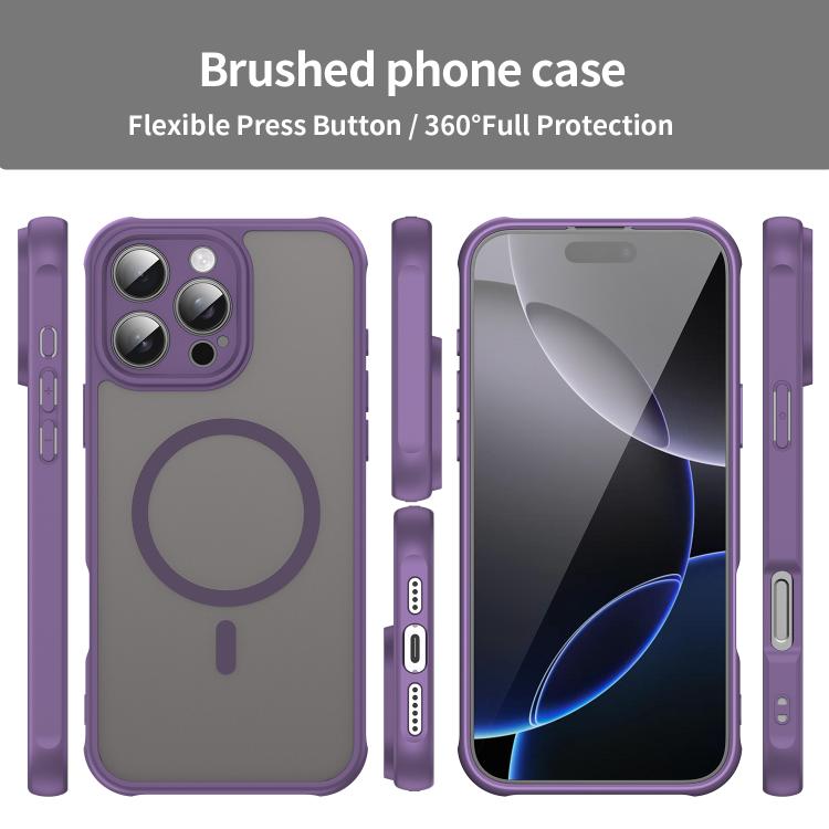 For iPhone 16e Fan Dun Series TPU Hybrid PC Frosted Magsafe Phone Case(Purple) - iPhone 16e Cases by buy2fix | Online Shopping UK | buy2fix