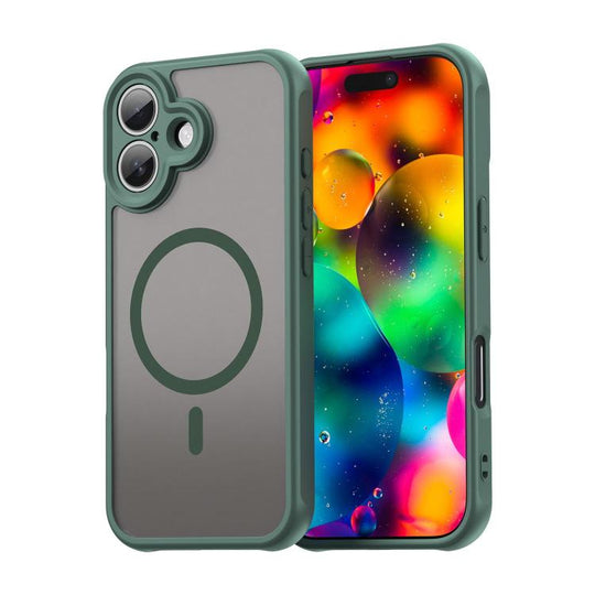 For iPhone 18 Fan Dun Series TPU Hybrid PC Frosted Magsafe Phone Case(Green)