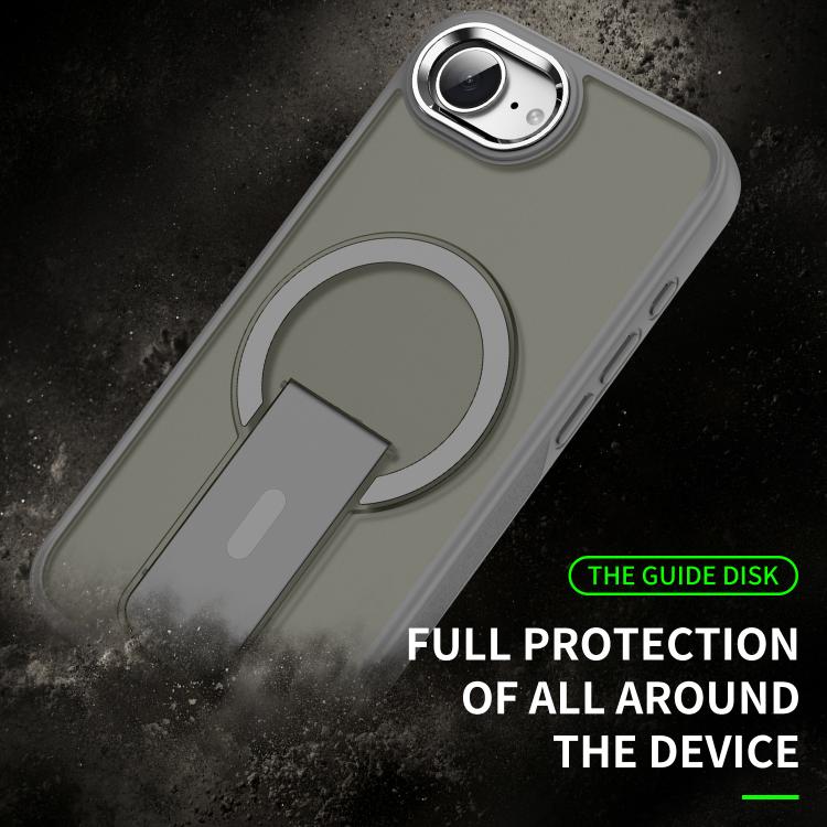 For iPhone 16e Acrylic Hybrid TPU MagSafe Holder Phone Case(Titanium Grey) - iPhone 16e Cases by buy2fix | Online Shopping UK | buy2fix