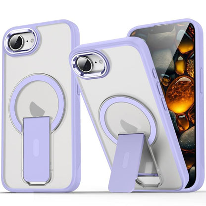 For iPhone 16e Acrylic Hybrid TPU MagSafe Holder Phone Case(Lavender Purple) - iPhone 16e Cases by buy2fix | Online Shopping UK | buy2fix