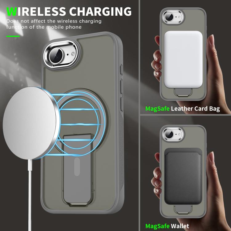 For iPhone 16e Acrylic Hybrid TPU MagSafe Holder Phone Case(Gold) - iPhone 16e Cases by buy2fix | Online Shopping UK | buy2fix