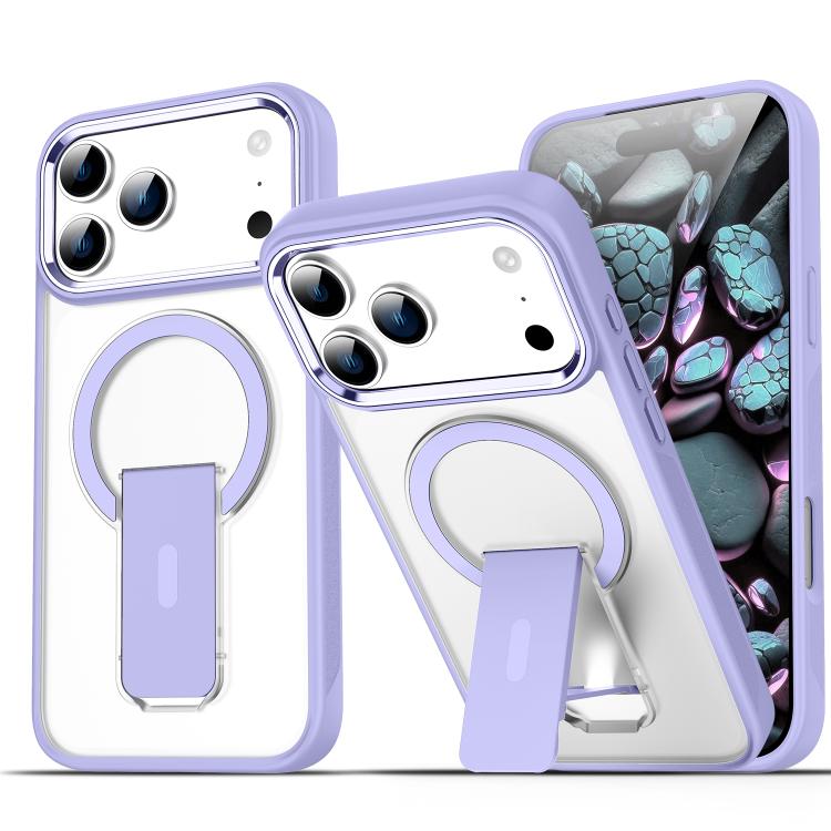 For iPhone 17 Pro Acrylic Hybrid TPU MagSafe Holder Phone Case(Lavender Purple) - iPhone 17 Pro Cases by buy2fix | Online Shopping UK | buy2fix