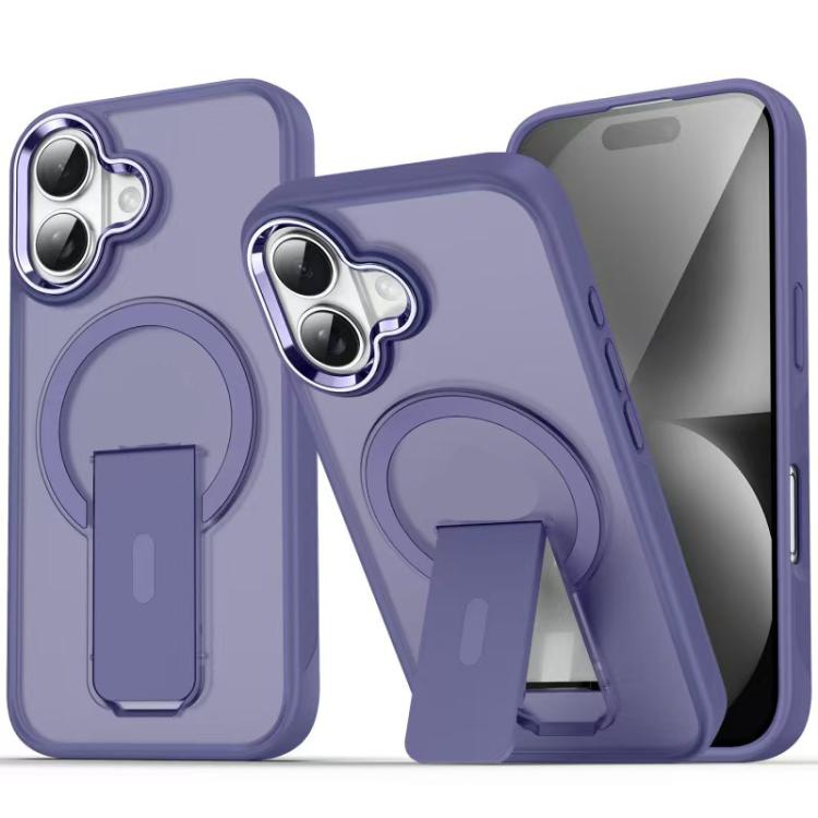 For iPhone 17 Acrylic Hybrid TPU MagSafe Holder Phone Case(Dark Night Purple) - iPhone 17 Cases by buy2fix | Online Shopping UK | buy2fix
