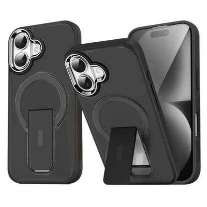 For iPhone 17 Acrylic Hybrid TPU MagSafe Holder Phone Case(Black) - iPhone 17 Cases by buy2fix | Online Shopping UK | buy2fix